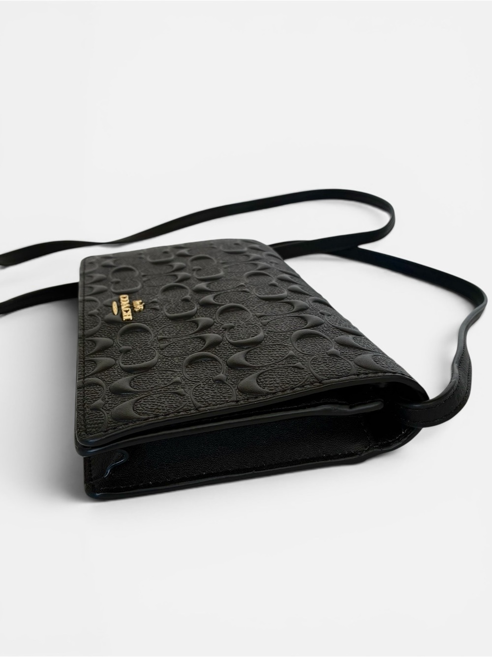 Coach Black Embossed Signature Leather Crossbody with Gold Hardware - Picture 4 of 9